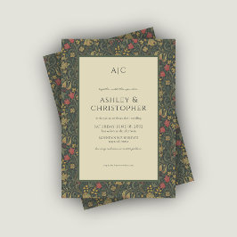 Modern Romantic Morris Blommigt Charcol Bröllop Inbjudningar