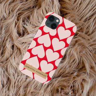 Modern Romantic Red & Rosa Hearts Mönster