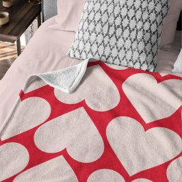 Modern Romantic Red & Rosa Hearts Mönster Fleecefilt