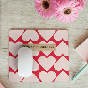 Modern Romantic Red & Rosa Hearts Mönster Musmatta
