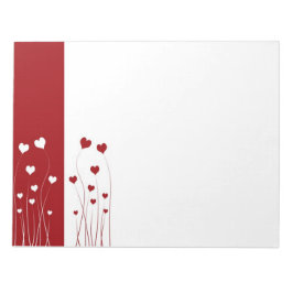 Modern Romantic Red White Kärlek Hearts Anteckningsblock