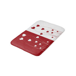 Modern Romantic Red White Kärlek Hearts Badrumsmatta