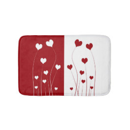 Modern Romantic Red White Kärlek Hearts Badrumsmatta