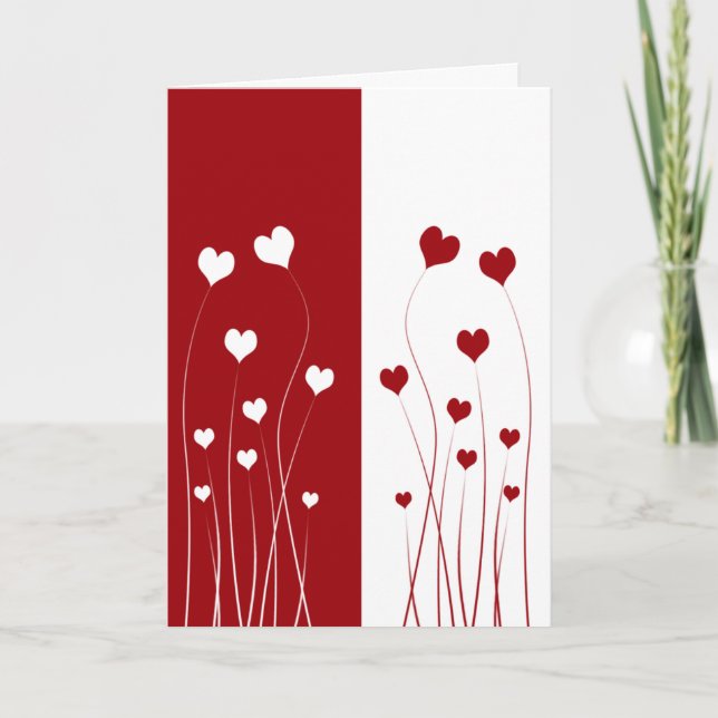 Modern Romantic Red White Kärlek Hearts Card Kort (Framsida)