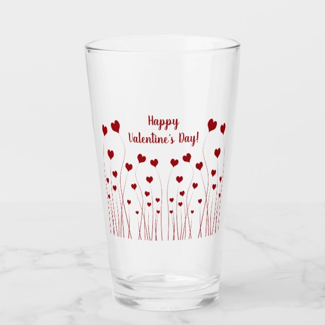Modern Romantic Red White Kärlek Hearts Glaskopp (Framsida)