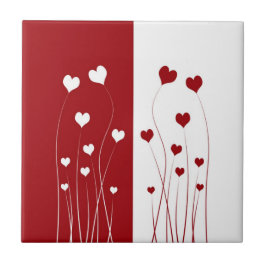 Modern Romantic Red White Kärlek Hearts Kakelplatta