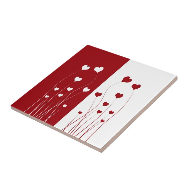 Modern Romantic Red White Kärlek Hearts Kakelplatta (Sidan)