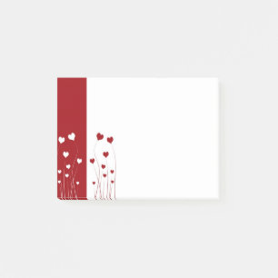 Modern Romantic Red White Kärlek Hearts Post-it Block