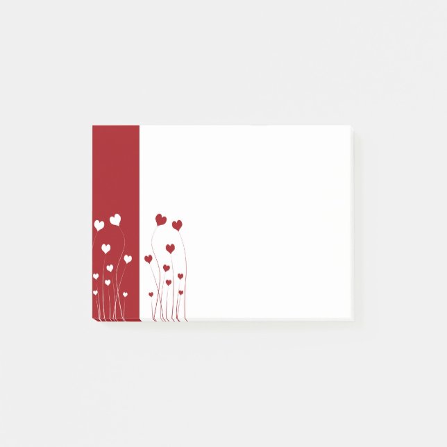 Modern Romantic Red White Kärlek Hearts Post-it Block (Framsida)