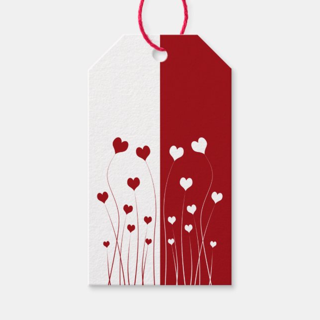 Modern Romantic Red White Kärlek Hearts Presentetikett (Framsidan)