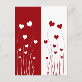 Modern Romantic Red White Kärlek Hearts Vykort