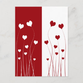 Modern Romantic Red White Kärlek Hearts vykort