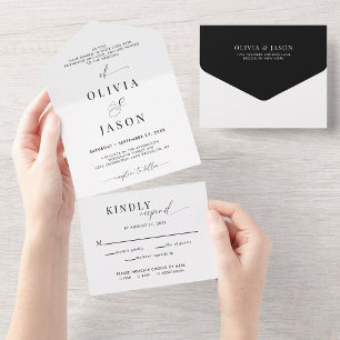 Modern Romantic Script Black White-Bröllop OSA
