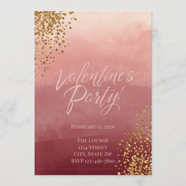Modern Romantic Valentine’s Party Invitation Inbjudningar (Framsida)