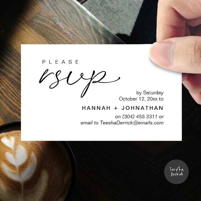 Modern Romantic Wedding Invites RSVP Reminder Card Tilläggskort (Modern Romantic Wedding Invites RSVP Reminder Card in Black White)