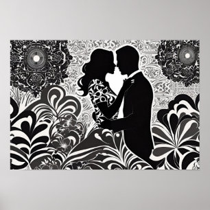 Modern Romantik: Black & White Kiss Poster