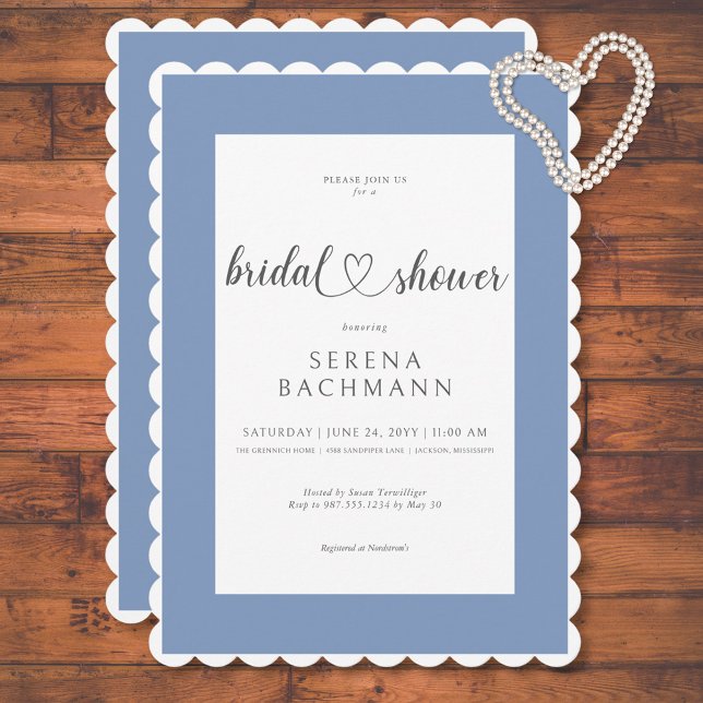Modern romantisk blå och vit Möhippa Inbjudningar (Modern Romantic Blue & White Bridal Shower Invitation)