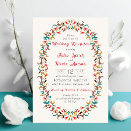 Modern Romantisk Elegant Blommig Bröllopsmottagnin Inbjudningar