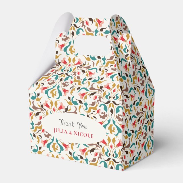 Modern Romantisk Elegant Blommig Krans Bröllop Presentaskar (Framsidan Sidan)
