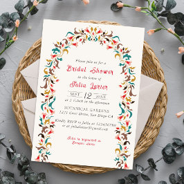 Modern Romantisk Elegant Blommig Krans Bröllopsdus Inbjudningar