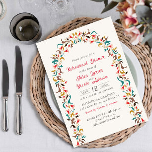 Modern Romantisk Elegant Blommig Övningsmiddag Inbjudningar
