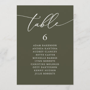 Modern romantisk gäst, sätesdiagram Bord Meny