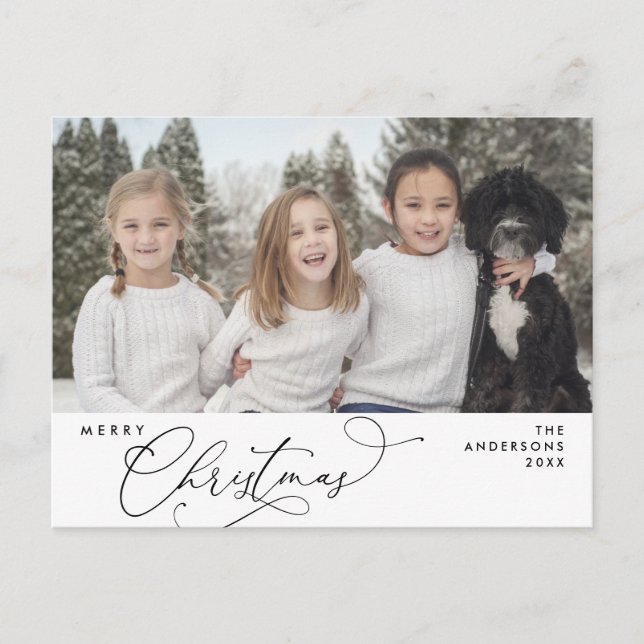 Modern Romantisk, Glad Jul Familj Postkort Vykort (Framsida)