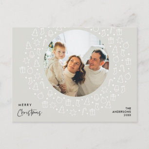 Modern Romantisk, God Jul Familjefoto Inlägg Vykort