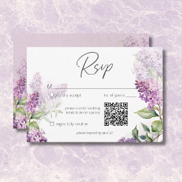Modern romantisk Lila & Sage Lilacs QR-kod OSA Kort