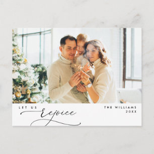 Modern romantisk, rojöst, jul, familjefoto vykort