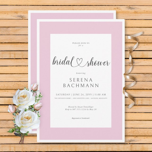 Modern romantisk Rosa och vit Möhippa Inbjudningar (Modern Romantic Pink & White Bridal Shower Invitation)
