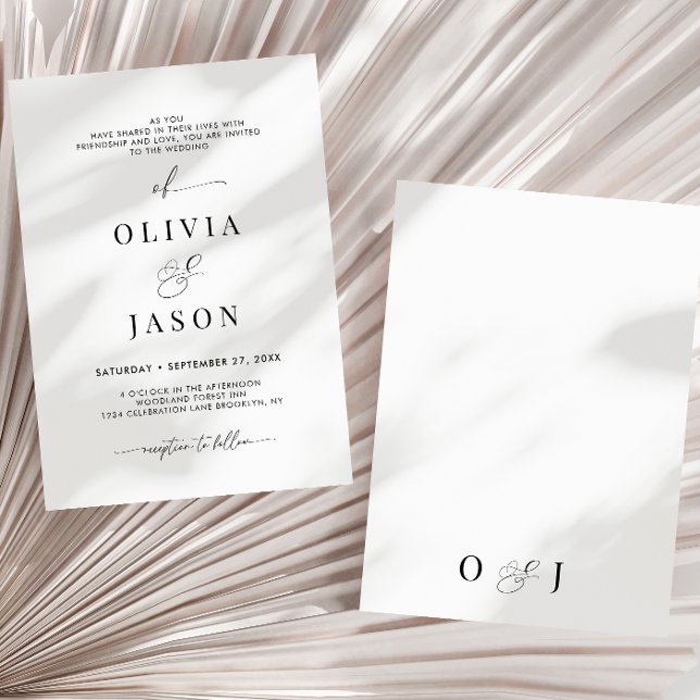 Modern romantisk skrift Svartvit inledande Bröllop Inbjudningar (Skapare uppladdad)