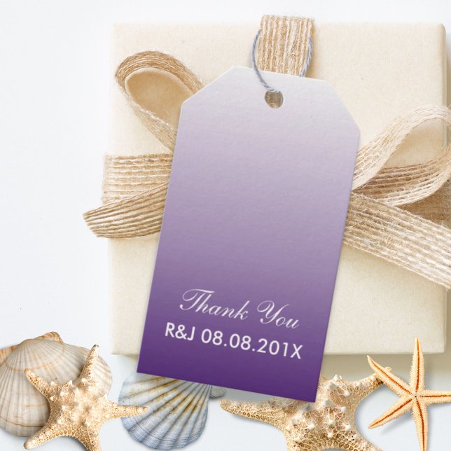 modern romantisk sommarlilac ombre lila bröllop presentetikett (modern romantic summer lilac ombre purple wedding gift tags)