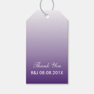 modern romantisk sommarlilac ombre lila bröllop presentetikett