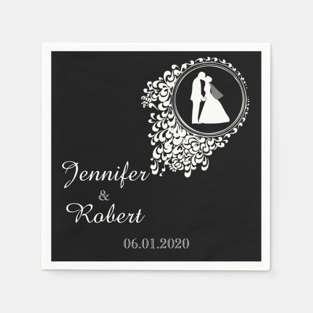 Modern romantiskt par Bröllop Napkin Pappersservett (Framsidan)