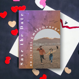 Modern Romantiskt par Rustic Arch Photo Bröllop Spara Datumet