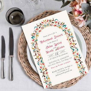 Modern romatisk Elegant Blommigt Rehearsal Dinner Inbjudningar
