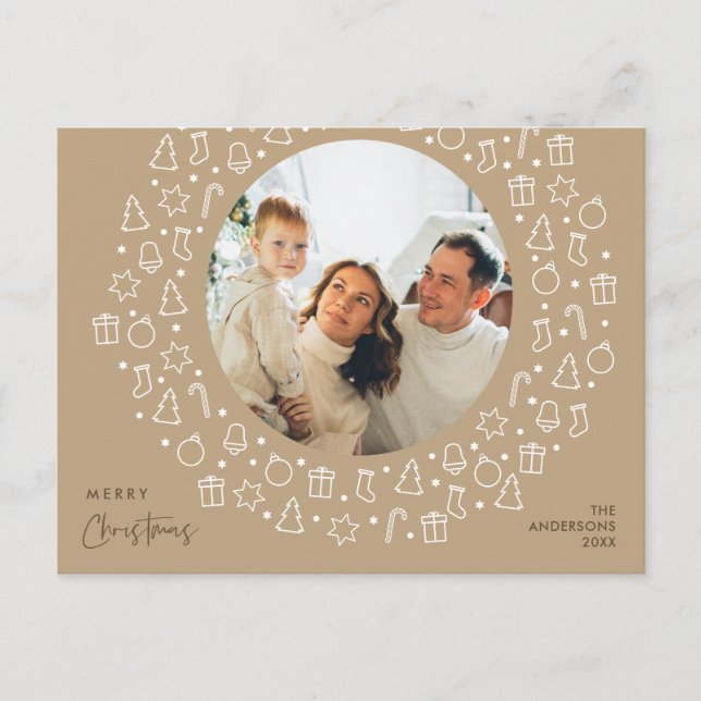 Modern romatisk, God jul-familjens fotopost Vykort (Framsida)