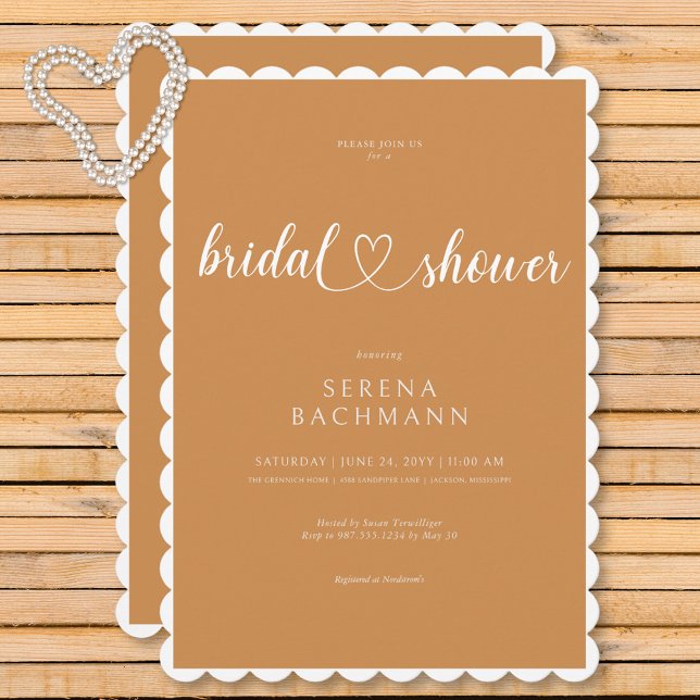 Modern romatisk minimal rost-Möhippa Inbjudningar (Modern Romantic Minimal Rust Bridal Shower Invitation)