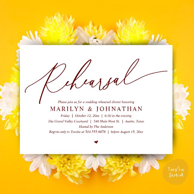 Modern romatisk timodig Bröllop-republik Inbjudningar (Modern Romantic Wedding Rehearsal Dinner Dancing Invitation Card PDF Aesthetic Burgundy wine red)