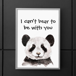 Modern romsk citat med svart och vit panda poster