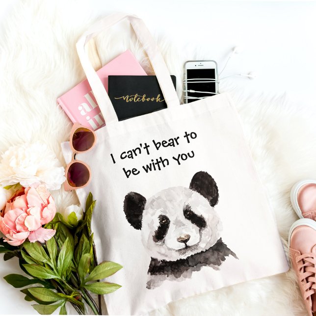 Modern romsk citat med svart och vit panda tygkasse (Skapare uppladdad)