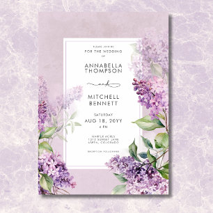 Modern romsk Lila och Sage Lilacs Bröllop Inbjudningar
