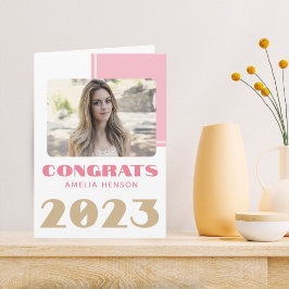 Modern Rosa 2023 Gratulerara foto Student Kort