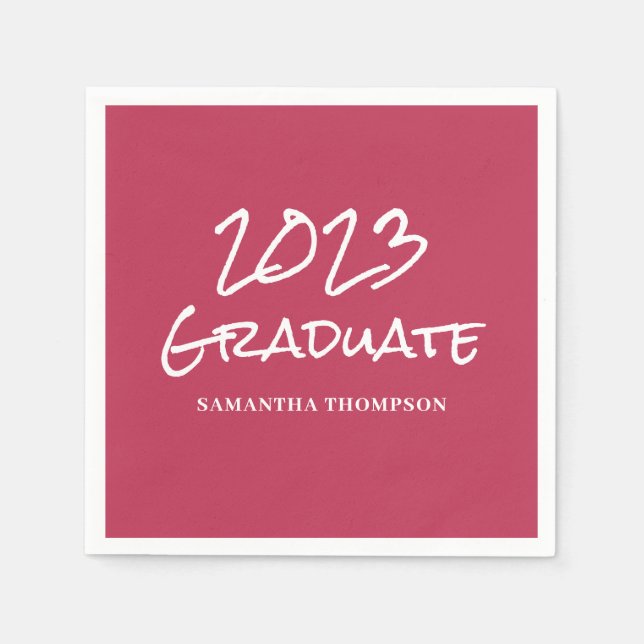 Modern Rosa 2023 Studenten Namn Pappersservett (Framsidan)