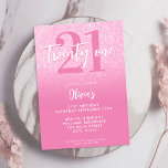 Modern Rosa 21:a födelsedag Inbjudningar<br><div class="desc">En enkel,  modern 21:a födelsedagsinbjudan som innehåller elegantens kalligrafi-skript,  typografi och minimalistisk design i rosa och vitt färg.</div>
