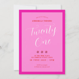 Modern Rosa 21:a födelsedag Inbjudningar