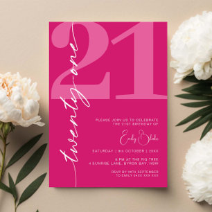 Modern Rosa 21:a födelsedagen Party Inbjudningar