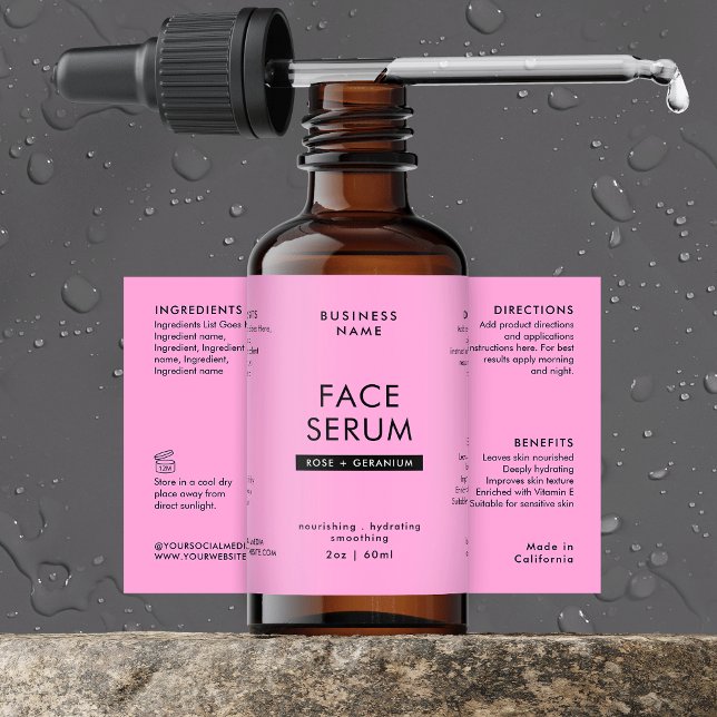 Modern Rosa 2 OZ Dropper Flaska Watersecure-etiket Mat Etiketter (Girly Pink 2 OZ Dropper Bottle Waterproof Label *verify size to ensure a good fit")