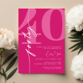 Modern Rosa 40:e födelsedagen Party Inbjudningar